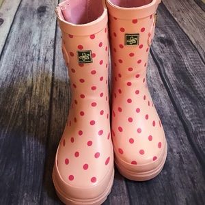Matilda Jane sz 10 Rain Boots Pink Polka Dots NEW